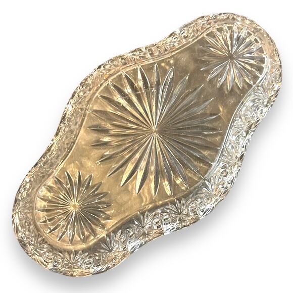 Antique Crystal Candy Celery Dish - Picture 2 of 4